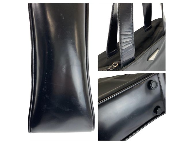 Prada Nylon-Leder Tessuto Logo Tote Schwarz - Ansicht 5