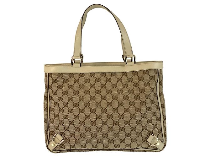 Bolso tote de cuero GG beige de Gucci Castaño - vista 2