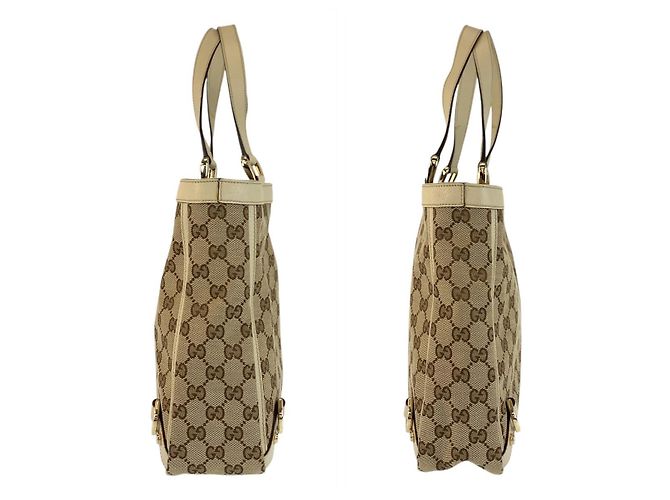 Bolso tote de cuero GG beige de Gucci Castaño - vista 7