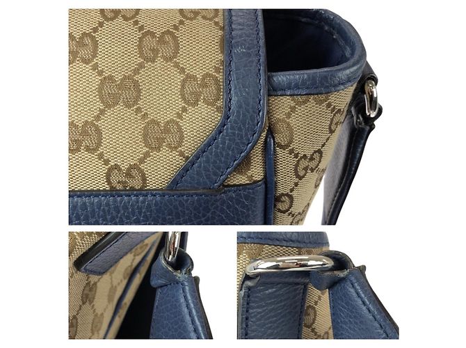Borsa a tracolla in tela GG e pelle Gucci Marrone Beige - vista 5