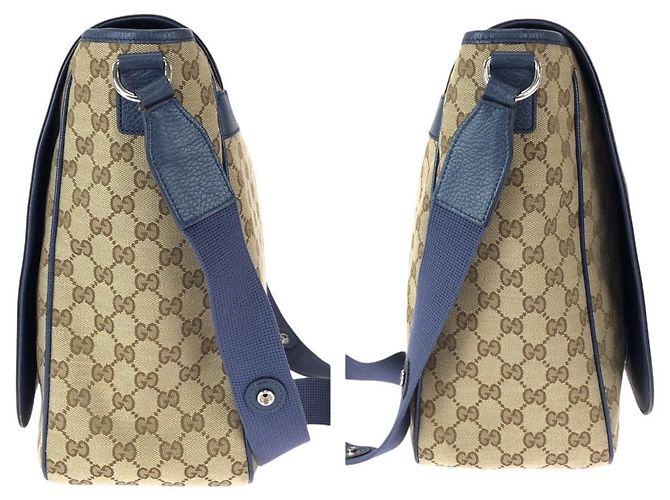 Borsa a tracolla in tela GG e pelle Gucci Marrone Beige - vista 7