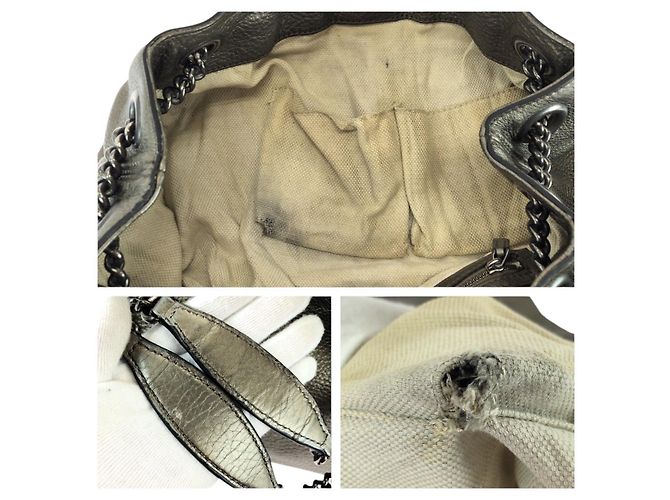 Gucci Soho Leder Tasche mit Quaste Grau - Ansicht 6