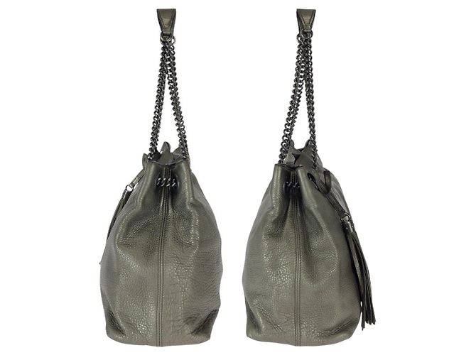 Gucci Soho Leder Tasche mit Quaste Grau - Ansicht 8