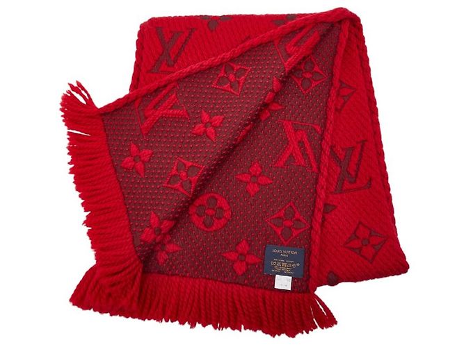 Sciarpa Logomania in Lana e Seta Monogramma Louis Vuitton Rosso - vista 2