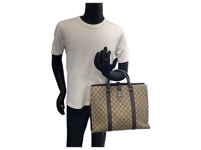 Pasta de couro GG Supreme da Gucci Marrom - vista 7