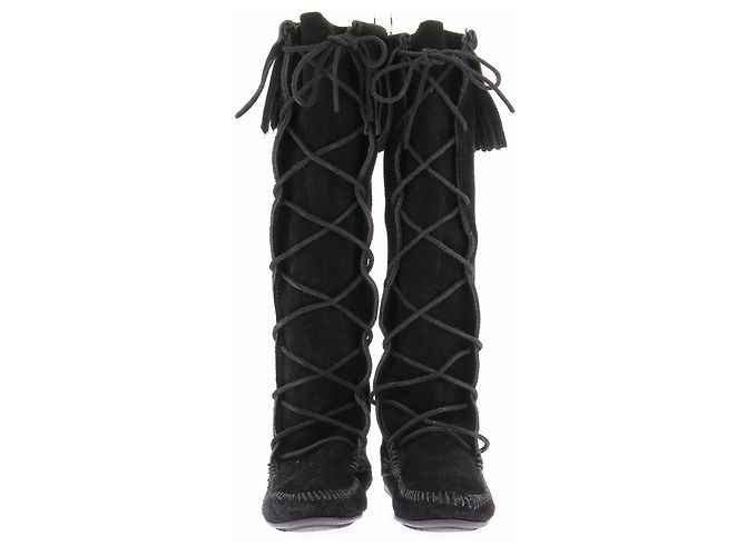 Minnetonka Stivali neri in scamosciato Nero - vista 4