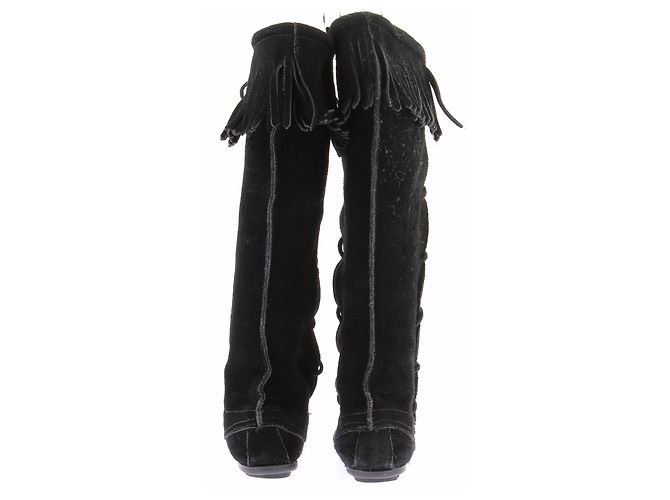 Minnetonka Stivali neri in scamosciato Nero - vista 5