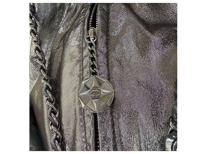 Chanel mini backpack metallic silver Silvery - view 13