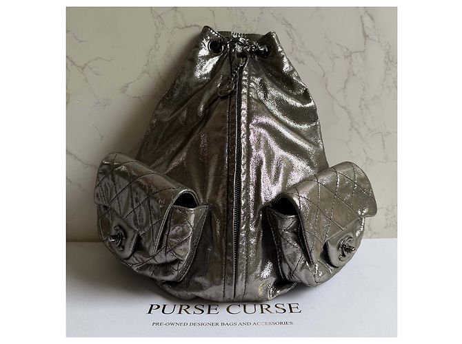 Chanel mini backpack metallic silver Silvery - view 16