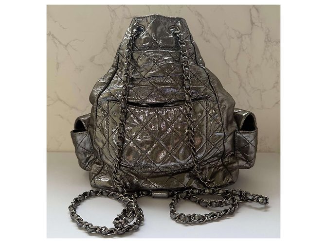 Chanel mini backpack metallic silver Silvery - view 4