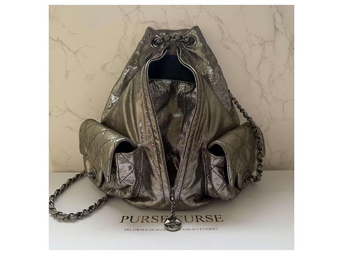 Chanel mini backpack metallic silver Silvery - view 5