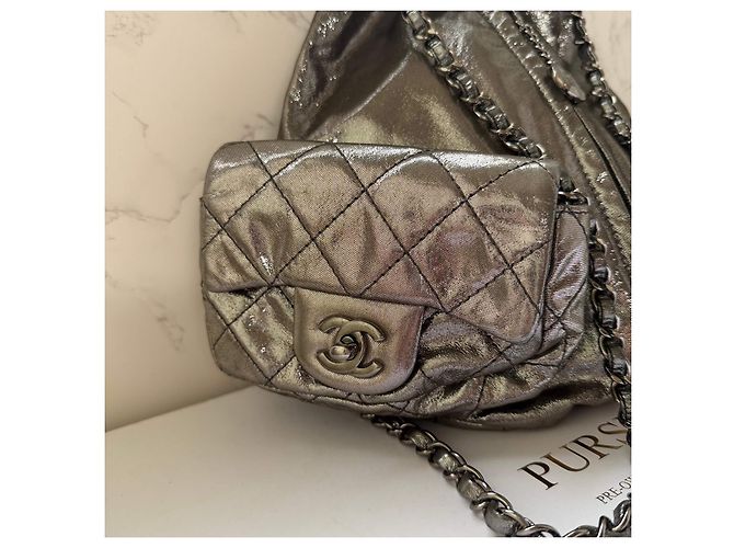 Chanel mini backpack metallic silver Silvery - view 6