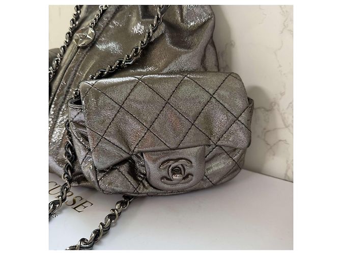 Chanel mini backpack metallic silver Silvery - view 7