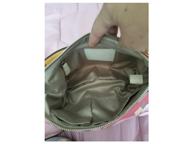 Mehrfarbige Coach-Handtasche Braun Pink Mehrfarben Beige Gelb - Ansicht 4
