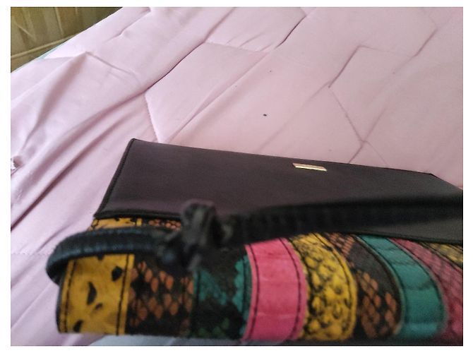 Aldo Clutch de cuero multicolor con estampado de serpiente Negro Rosa Verde Amarillo - vista 2