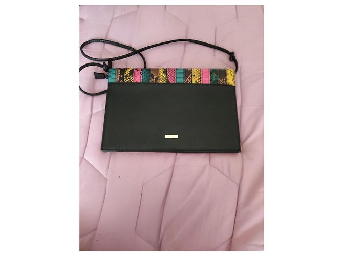 Aldo Clutch de cuero multicolor con estampado de serpiente Negro Rosa Verde Amarillo - vista 5
