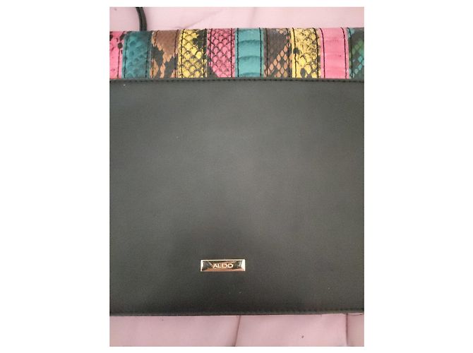 Aldo Clutch de cuero multicolor con estampado de serpiente Negro Rosa Verde Amarillo - vista 6