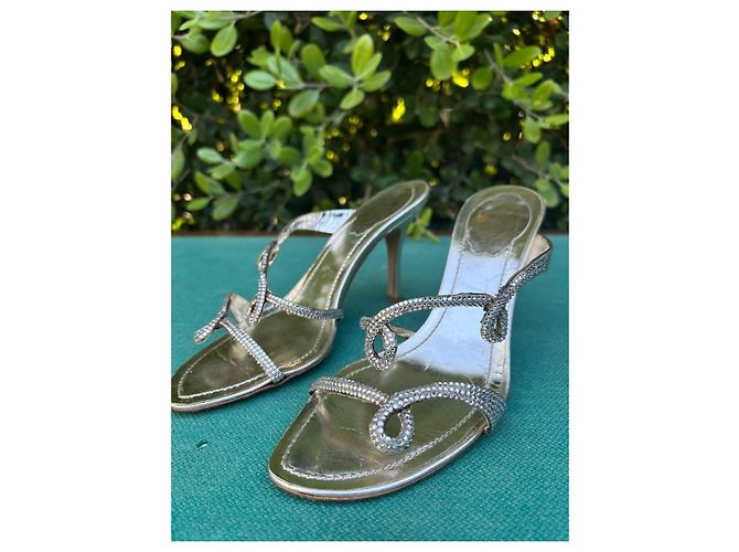 Rene Caovilla Sandali René Caovilla in pelle dorata con strass D'oro - vista 4
