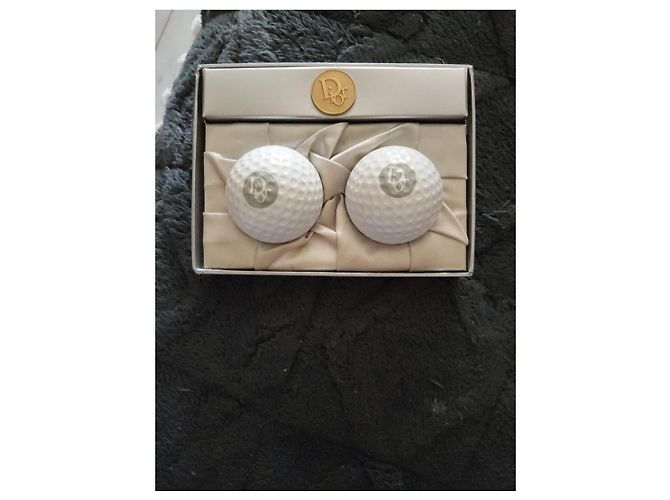 Bolas de golf Christian Dior Blanco Gold hardware - vista 2