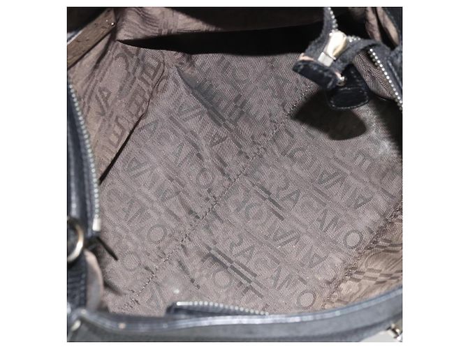 Borsa a mano in pelle nera e argento Gancini di Salvatore Ferragamo Auth bs34239 Nero - vista 11