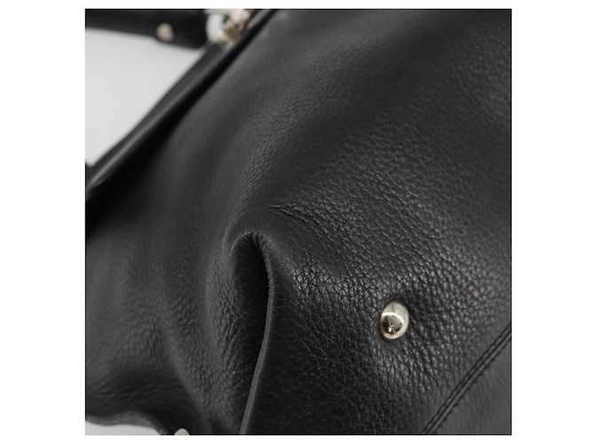 Borsa a mano in pelle nera e argento Gancini di Salvatore Ferragamo Auth bs34239 Nero - vista 14