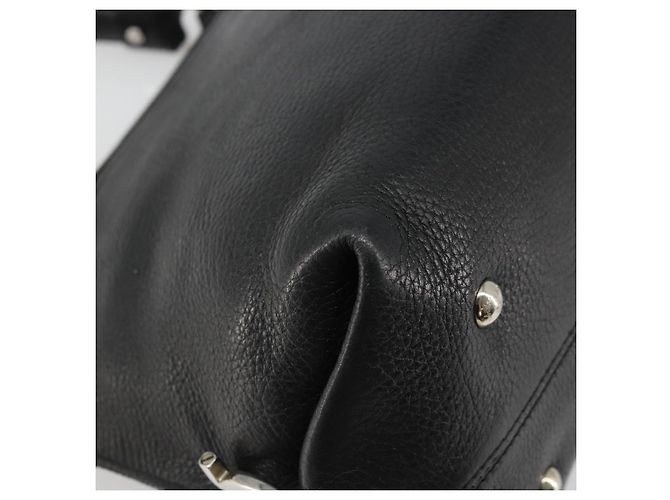 Borsa a mano in pelle nera e argento Gancini di Salvatore Ferragamo Auth bs34239 Nero - vista 16