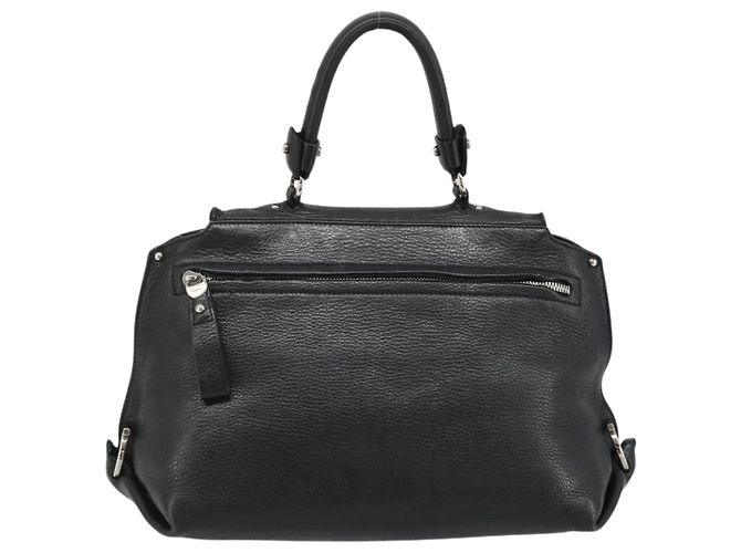 Borsa a mano in pelle nera e argento Gancini di Salvatore Ferragamo Auth bs34239 Nero - vista 2