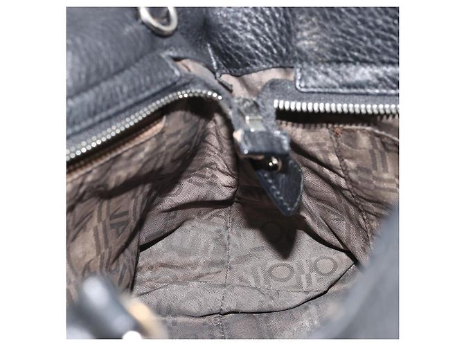 Borsa a mano in pelle nera e argento Gancini di Salvatore Ferragamo Auth bs34239 Nero - vista 21