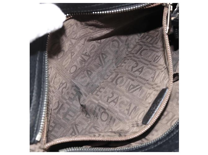 Borsa a mano in pelle nera e argento Gancini di Salvatore Ferragamo Auth bs34239 Nero - vista 24