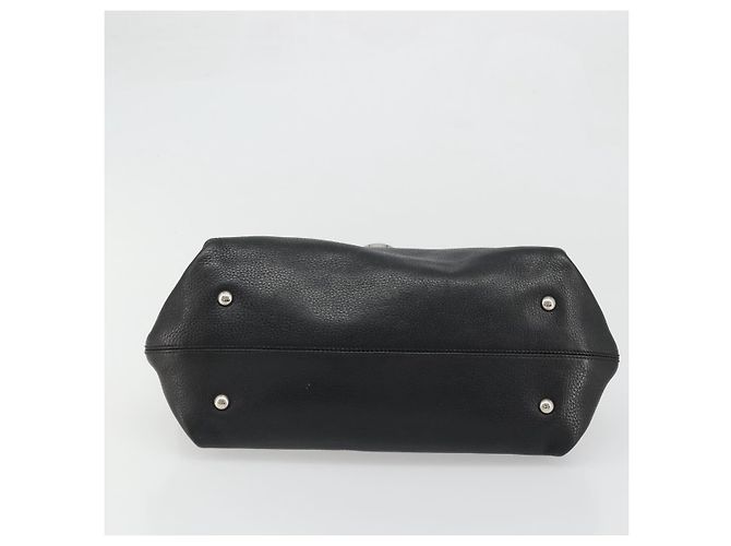 Borsa a mano in pelle nera e argento Gancini di Salvatore Ferragamo Auth bs34239 Nero - vista 5