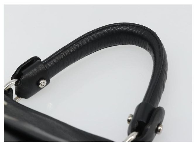 Borsa a mano in pelle nera e argento Gancini di Salvatore Ferragamo Auth bs34239 Nero - vista 8