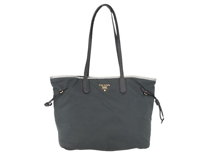 Borsa Tote PRADA in nylon grigio oro Auth 174553 Marrone D'oro - vista 13