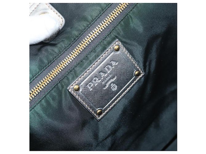 Borsa Tote PRADA in nylon grigio oro Auth 174553 Marrone D'oro - vista 18