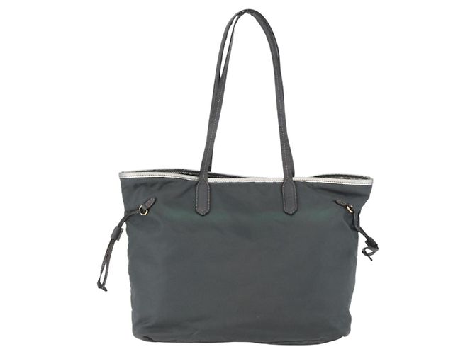 Borsa Tote PRADA in nylon grigio oro Auth 174553 Marrone D'oro - vista 2