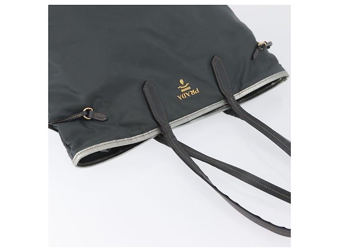Borsa Tote PRADA in nylon grigio oro Auth 174553 Marrone D'oro - vista 6
