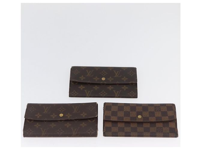 LOUIS VUITTON Cartera Larga Monogram Damier Ebene 5 Set LV Auth BA11527 Monograma - vista 14