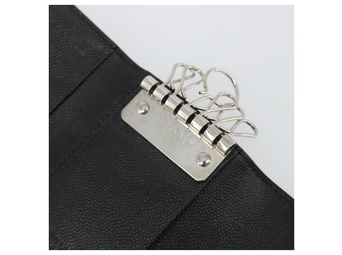 SAINT LAURENT Key Case Leather Black Silver Auth bs34205 Silvery - view 9