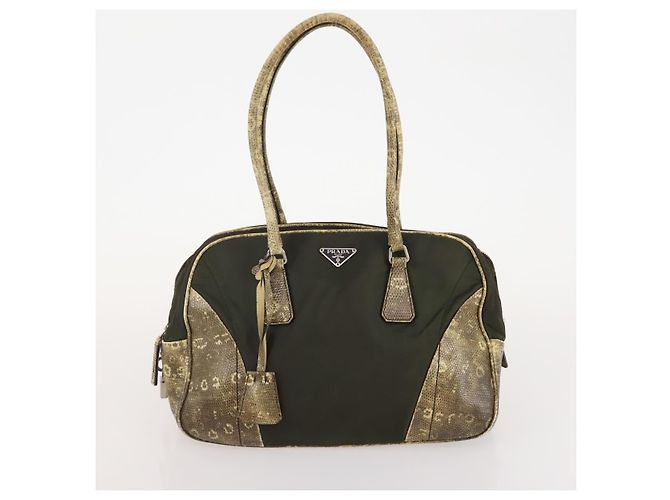 Borsa sportiva PRADA in nylon 4 pezzi marrone khaki Auth YKZ430 Cachi - vista 20