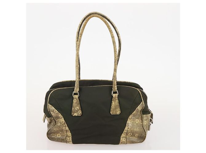 Borsa sportiva PRADA in nylon 4 pezzi marrone khaki Auth YKZ430 Cachi - vista 21