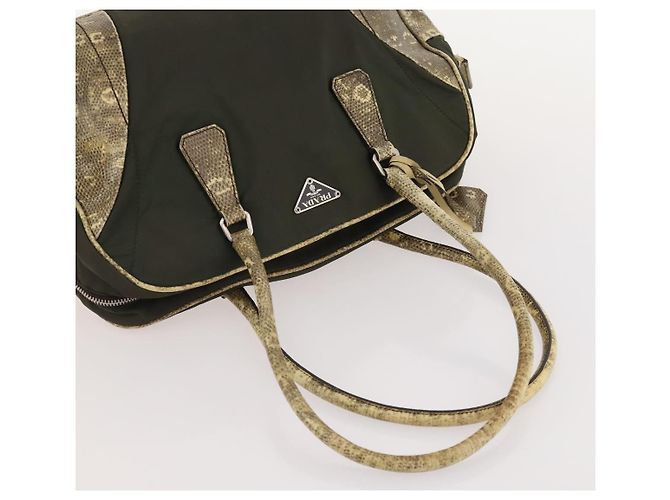 Borsa sportiva PRADA in nylon 4 pezzi marrone khaki Auth YKZ430 Cachi - vista 23