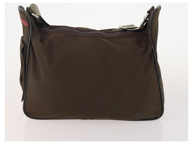 Borsa sportiva PRADA in nylon 4 pezzi marrone khaki Auth YKZ430 Cachi - vista 8