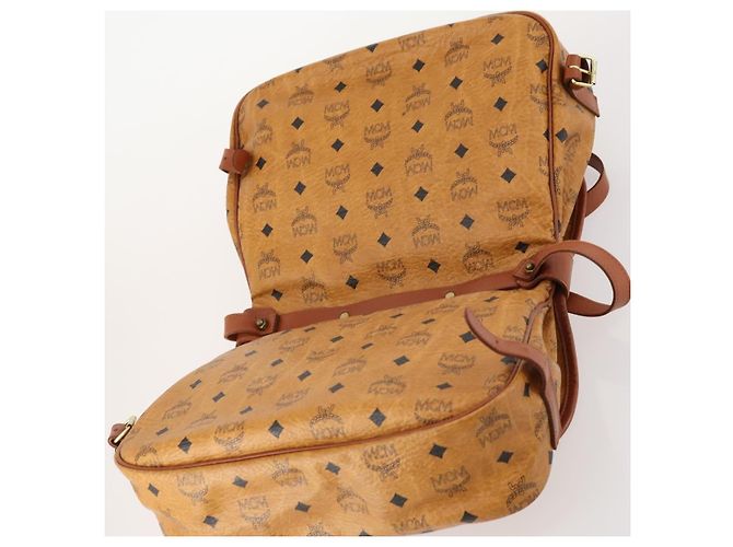 Borsa a Spalla MCM Vicetos Logogram in Pelle PVC Marrone Oro Auth BA11276 D'oro - vista 10