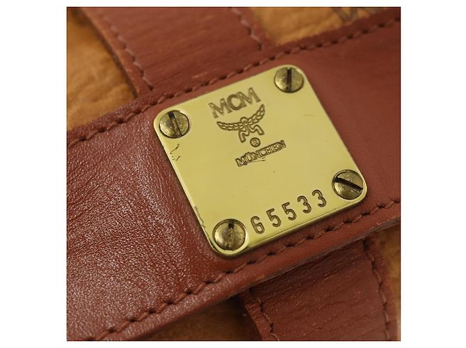 Borsa a Spalla MCM Vicetos Logogram in Pelle PVC Marrone Oro Auth BA11276 D'oro - vista 12