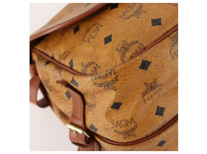 Borsa a Spalla MCM Vicetos Logogram in Pelle PVC Marrone Oro Auth BA11276 D'oro - vista 14