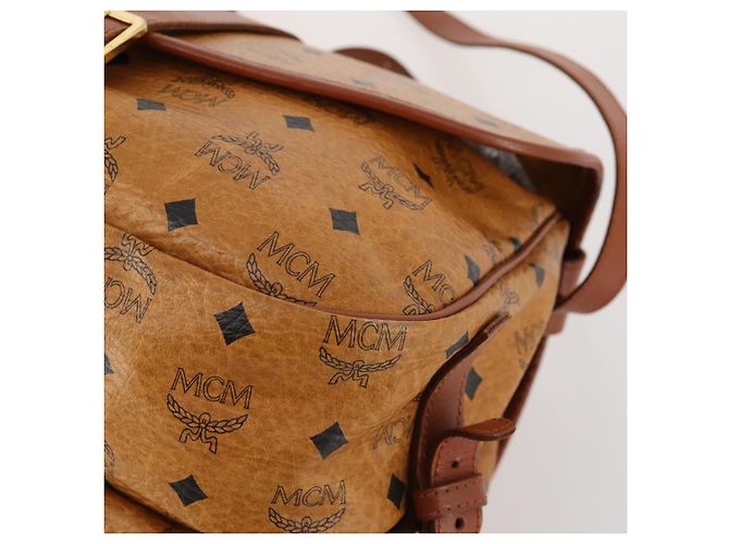 Borsa a Spalla MCM Vicetos Logogram in Pelle PVC Marrone Oro Auth BA11276 D'oro - vista 15