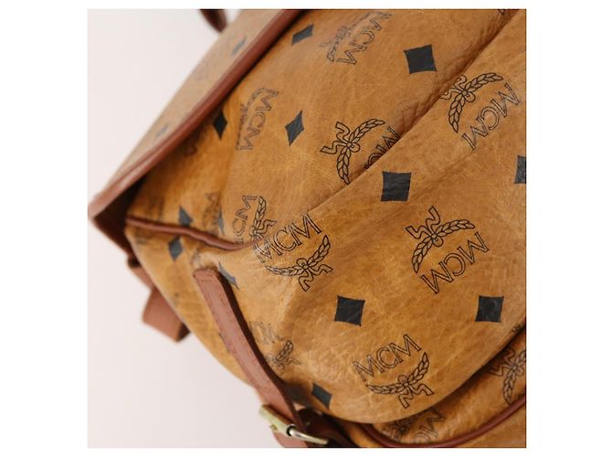 Borsa a Spalla MCM Vicetos Logogram in Pelle PVC Marrone Oro Auth BA11276 D'oro - vista 16