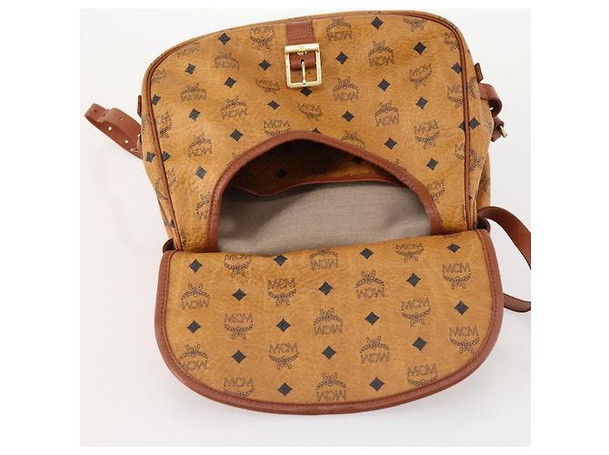 Borsa a Spalla MCM Vicetos Logogram in Pelle PVC Marrone Oro Auth BA11276 D'oro - vista 19