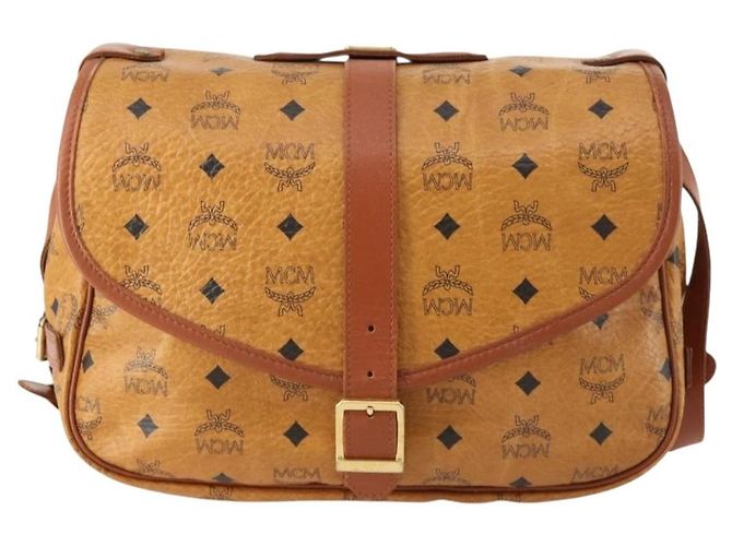 Borsa a Spalla MCM Vicetos Logogram in Pelle PVC Marrone Oro Auth BA11276 D'oro - vista 2