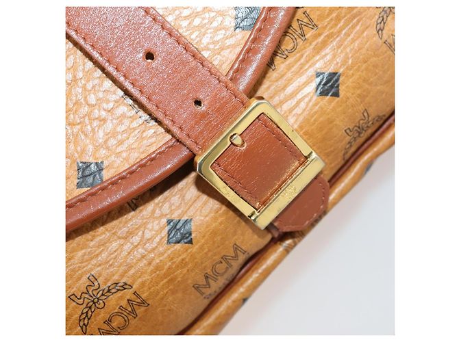 Borsa a Spalla MCM Vicetos Logogram in Pelle PVC Marrone Oro Auth BA11276 D'oro - vista 22