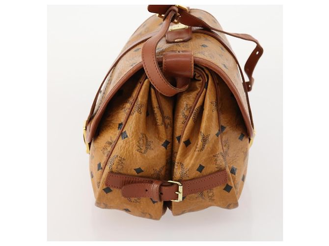 Borsa a Spalla MCM Vicetos Logogram in Pelle PVC Marrone Oro Auth BA11276 D'oro - vista 3